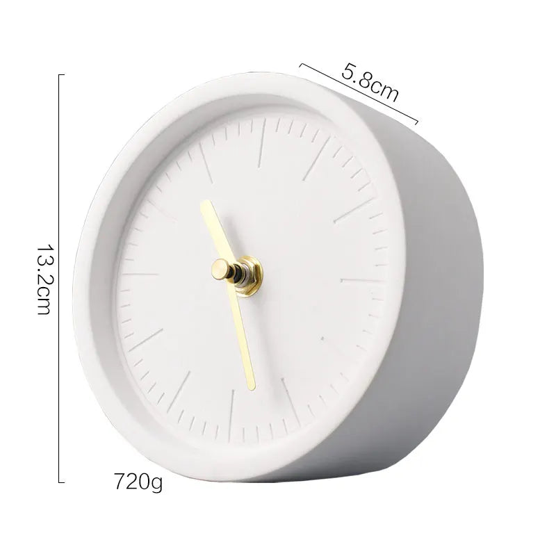 Round Silent Concrete Desk Clock