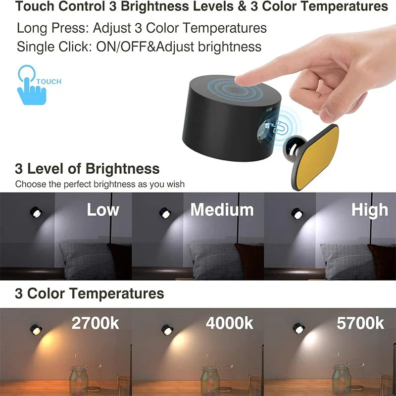 Touch LED Wall Lamp | 360° Rotatable Light