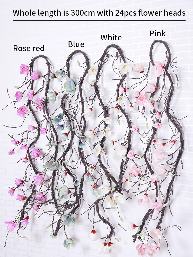 Artificial Flowers Silk Magnolia | Wall Ivy Vine Wreath Garland