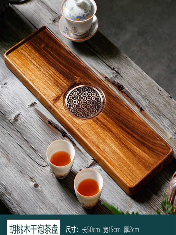 Walnut tea tray - storage tray | Wooden serving tray accessories