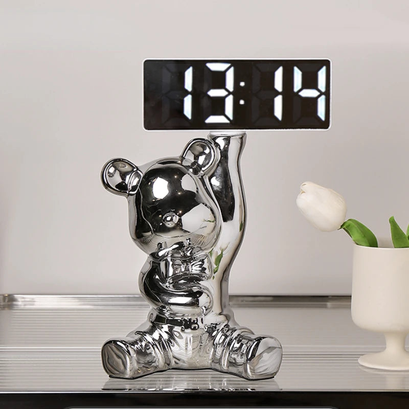 Sculpture with Digital Clock- Golden