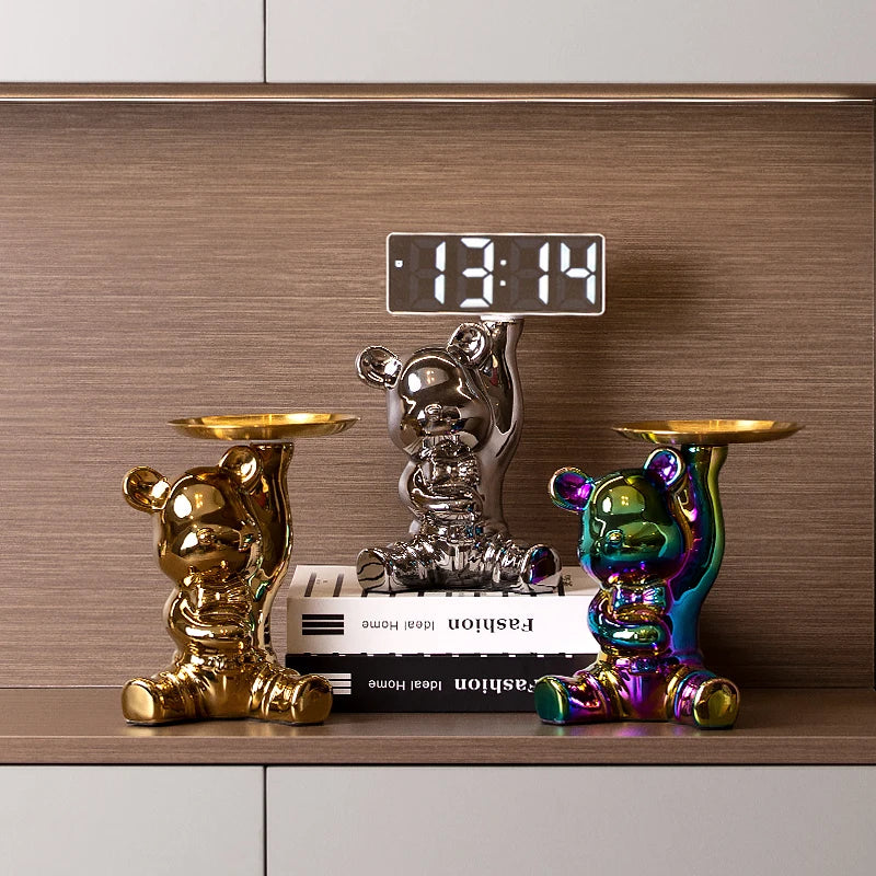 Sculpture with Digital Clock- Golden