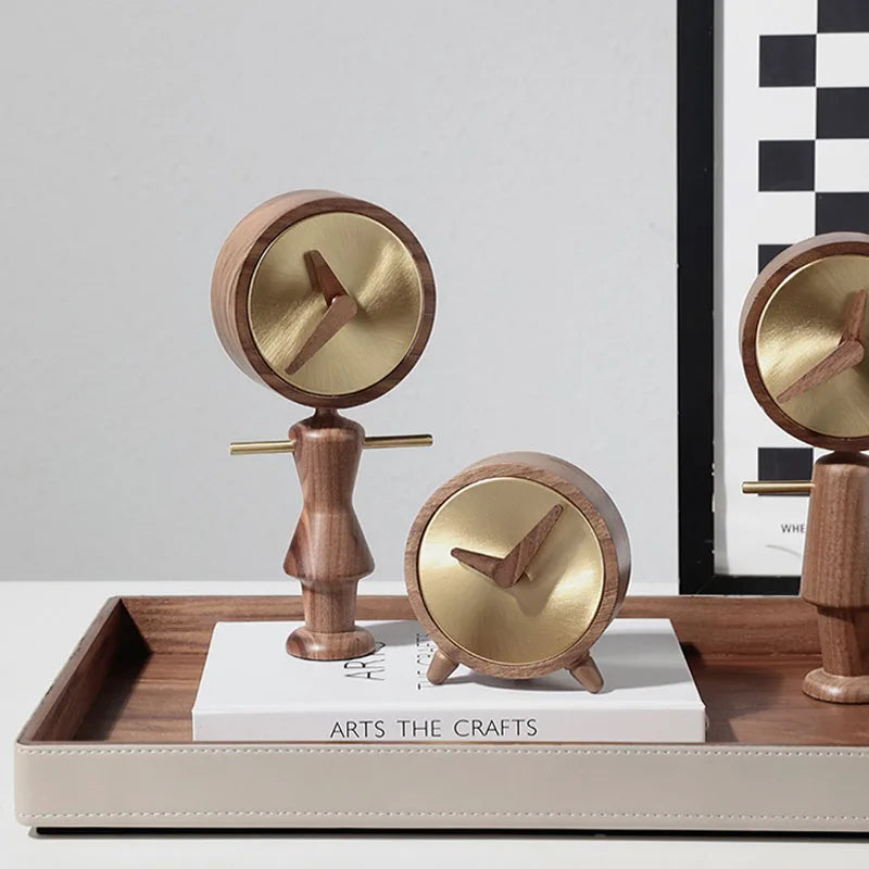 Wood Nordic Gold Desk Clock