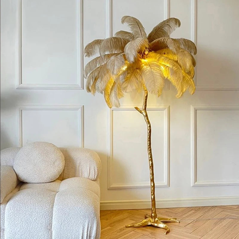 Ostrich Feather lamp | Feather Floor lamp