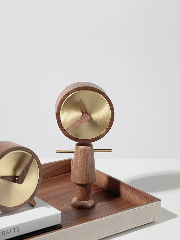 Wood Nordic Gold Desk Clock