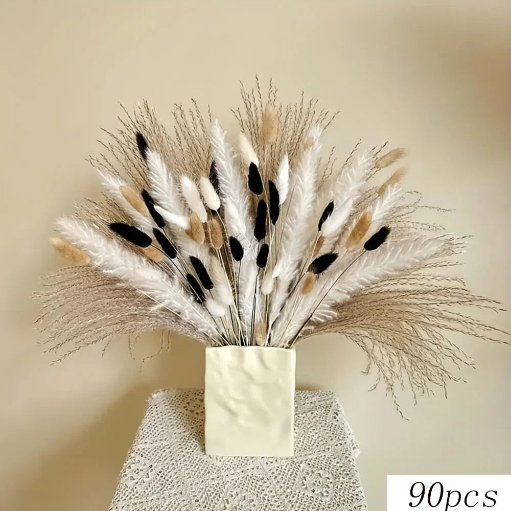 Boho Chic Bunny Tail Grass | Black & White Pampas