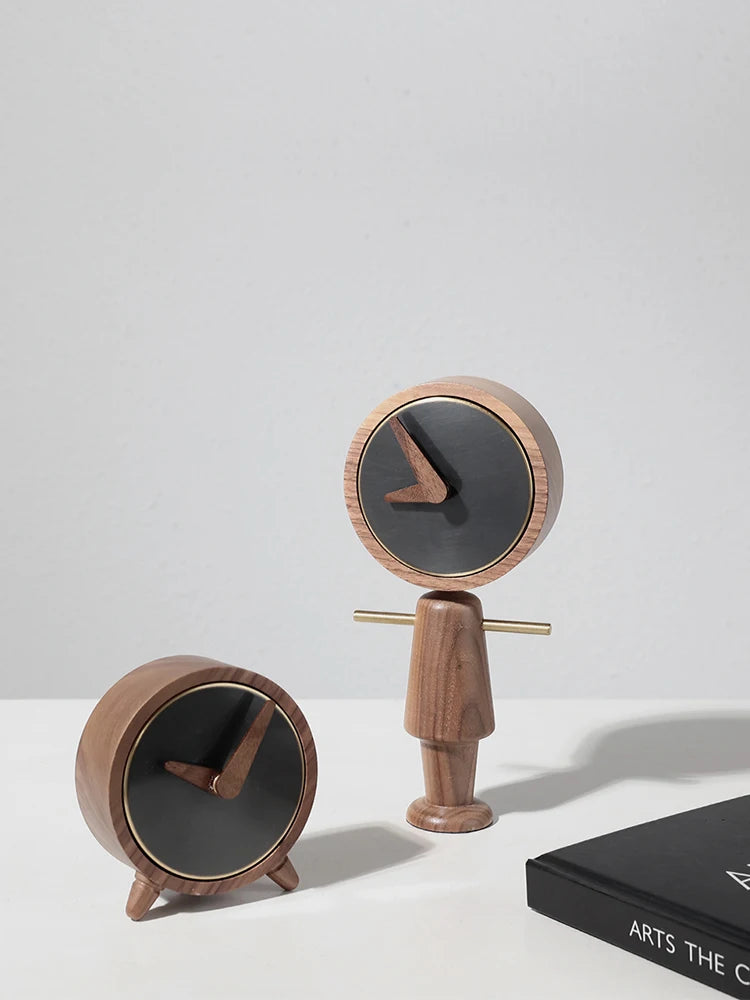 Wood Nordic Gold Desk Clock