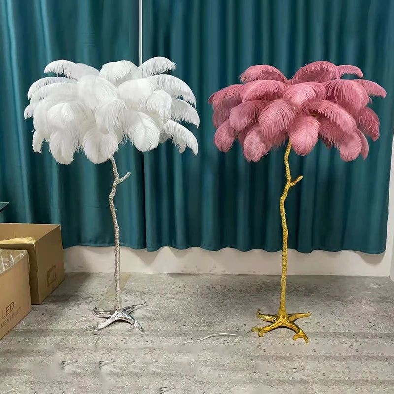 Ostrich Feather lamp | Feather Floor lamp