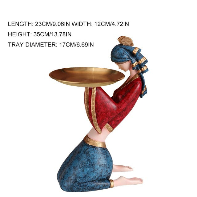 Light Luxury Resin Tray | Girl Sculpture Ornament Decor