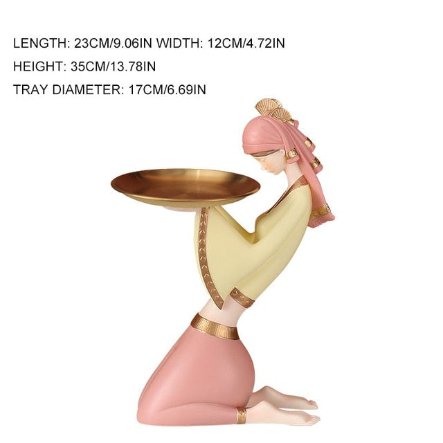 Light Luxury Resin Tray | Girl Sculpture Ornament Decor