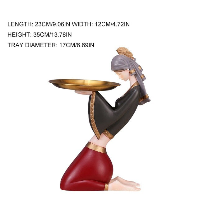 Light Luxury Resin Tray | Girl Sculpture Ornament Decor