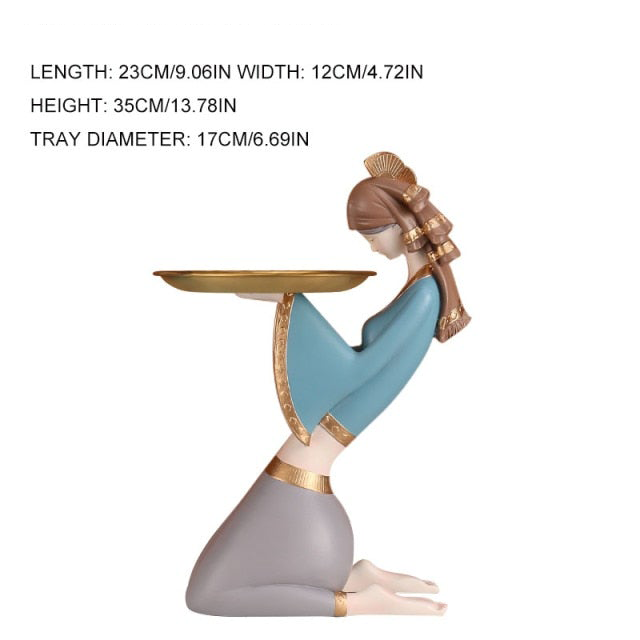 Light Luxury Resin Tray | Girl Sculpture Ornament Decor