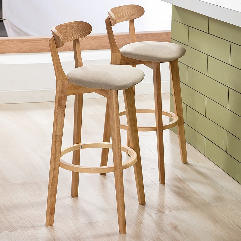 Wooden bar stools with backs