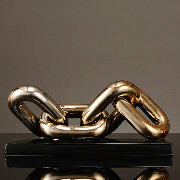 Statue Figurine Decor | Nordic Gold Chain Sculpture
