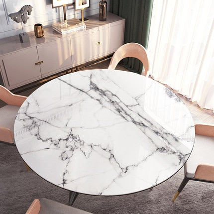 Round Marble Table Cloth |Coffee Table PVC Cover
