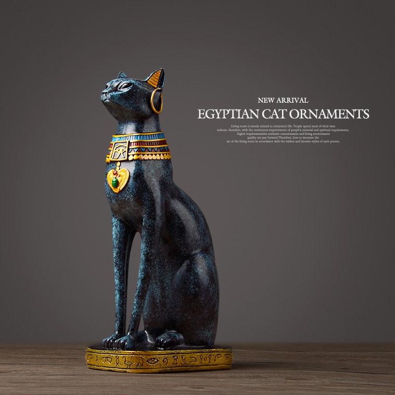 Egyptian Cat Goddess Statue | Vintage Resin Cat Figurine