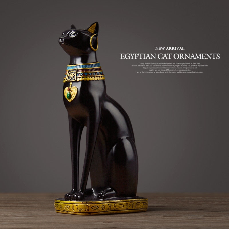 Egyptian Cat Goddess Statue | Vintage Resin Cat Figurine