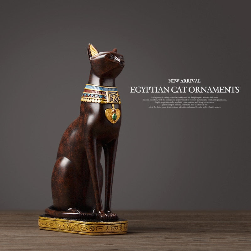 Egyptian Cat Goddess Statue | Vintage Resin Cat Figurine