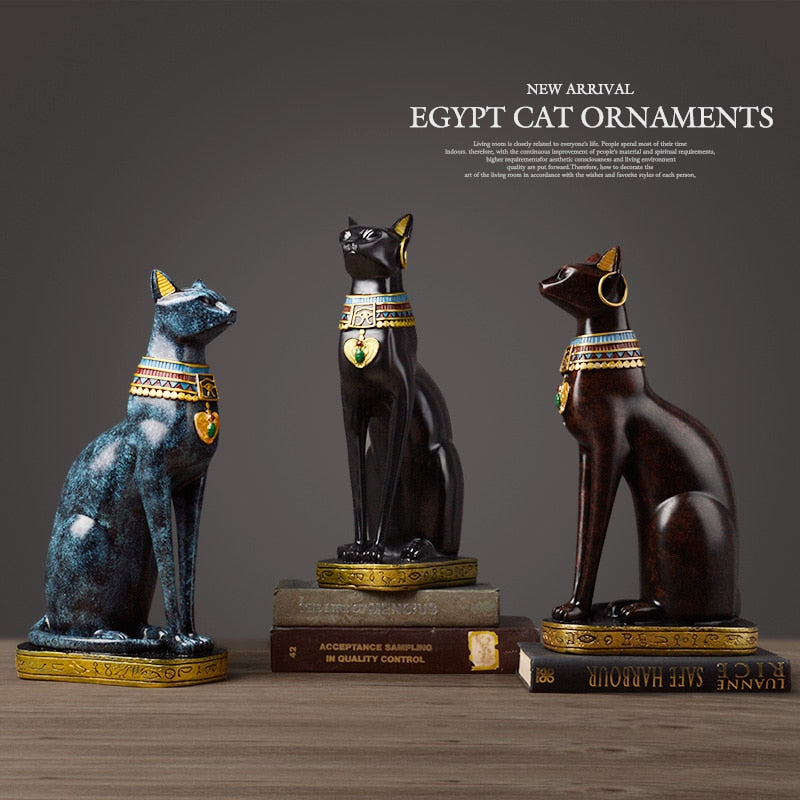 Egyptian Cat Goddess Statue | Vintage Resin Cat Figurine