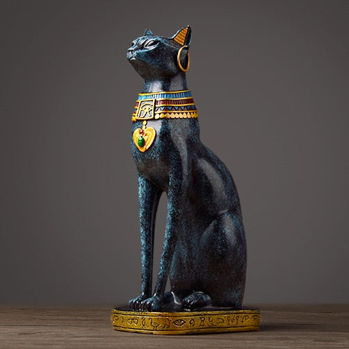 Egyptian Cat Goddess Statue | Vintage Resin Cat Figurine
