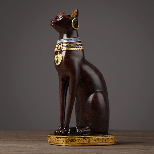 Egyptian Cat Goddess Statue | Vintage Resin Cat Figurine