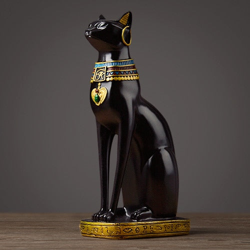 Egyptian Cat Goddess Statue | Vintage Resin Cat Figurine