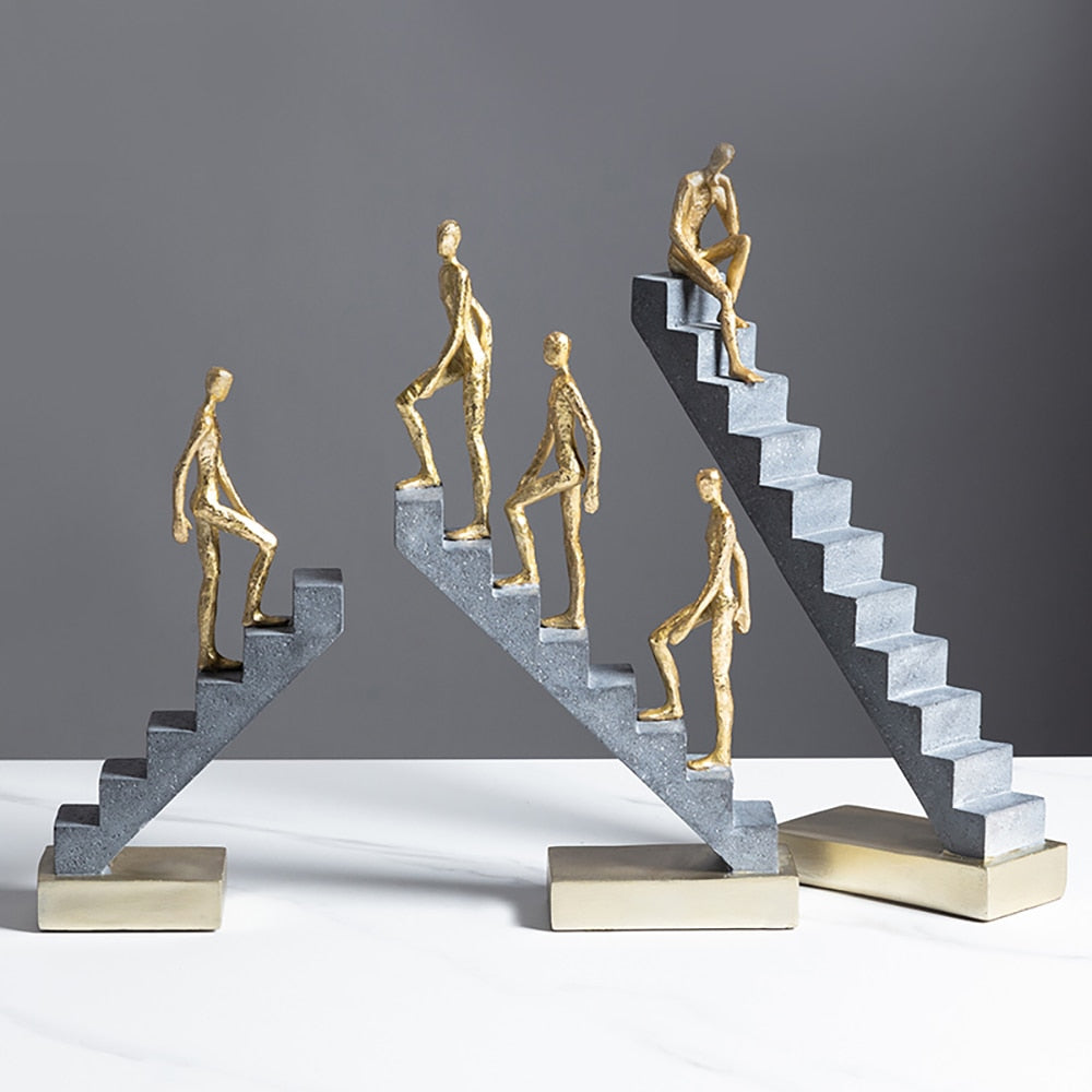 Stair Climbing Figure Sculptures | Modern Artistic Stairs Décor Set
