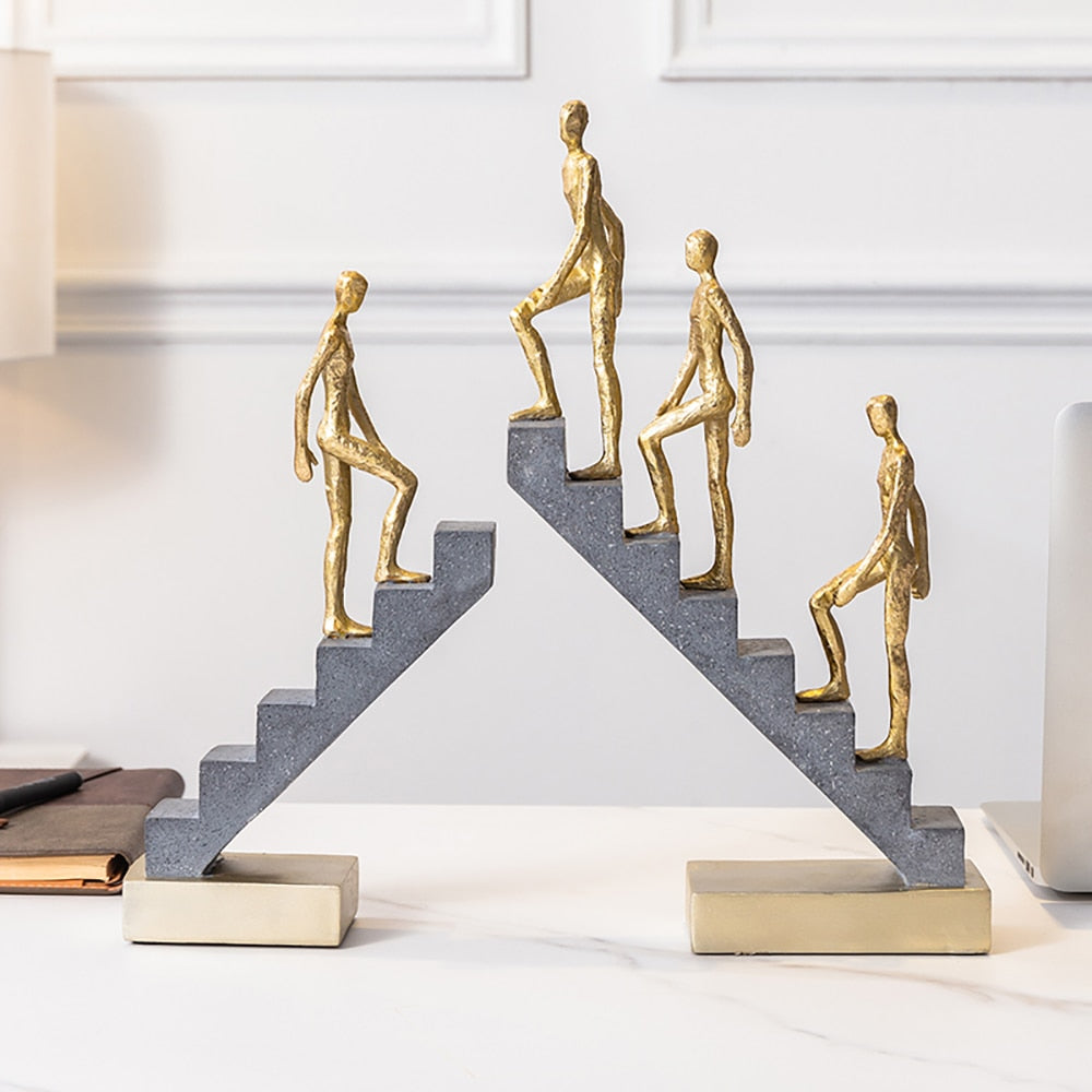Stair Climbing Figure Sculptures | Modern Artistic Stairs Décor Set