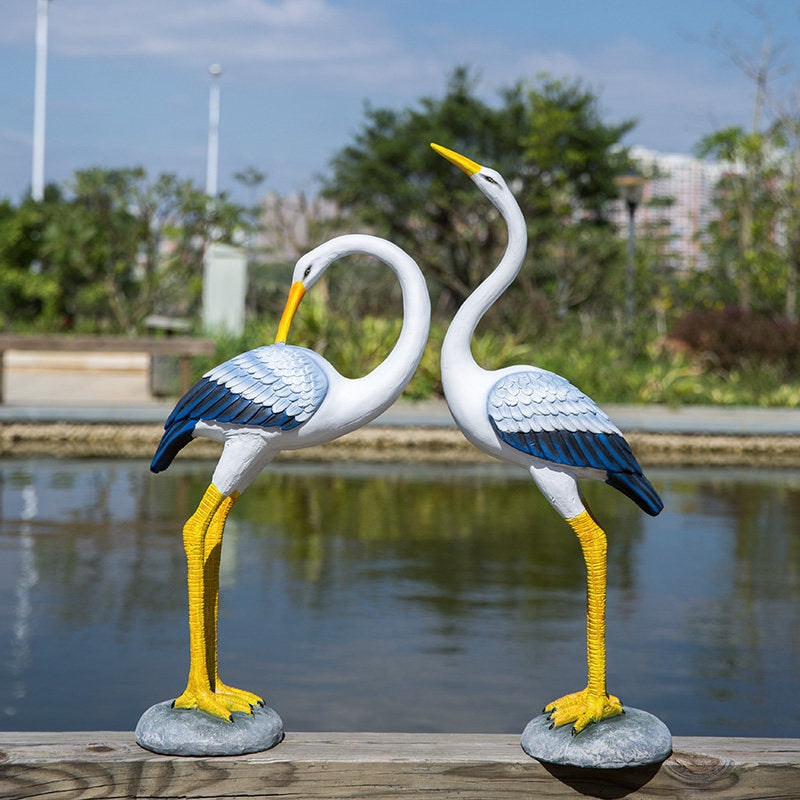 large outdoor bird statues