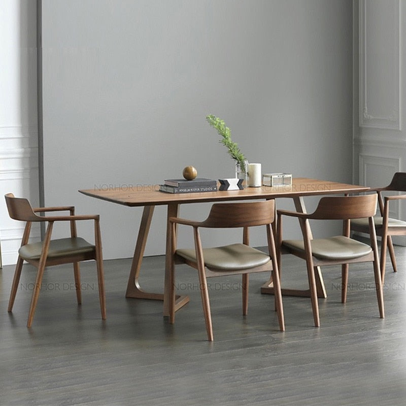 Wooden dining table and chairs