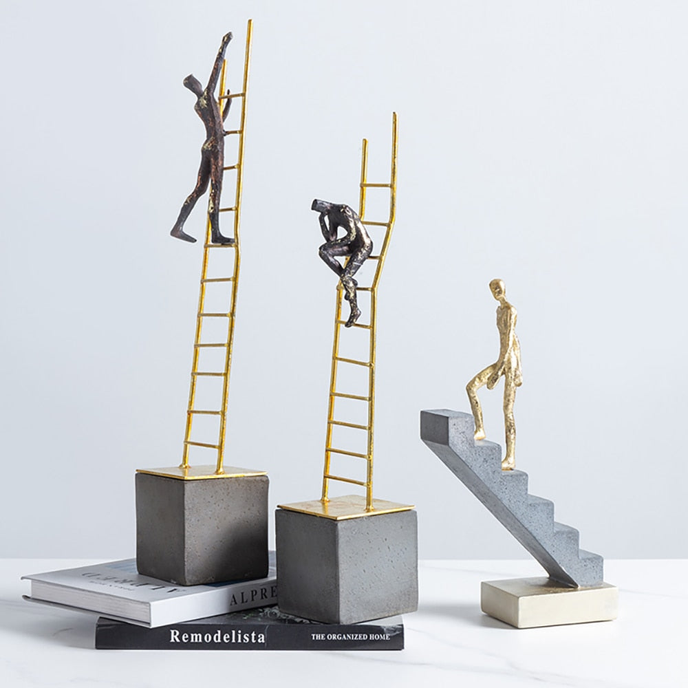 Stair Climbing Figure Sculptures | Modern Artistic Stairs Décor Set