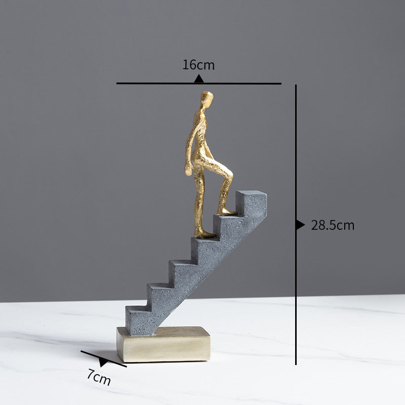 Stair Climbing Figure Sculptures | Modern Artistic Stairs Décor Set