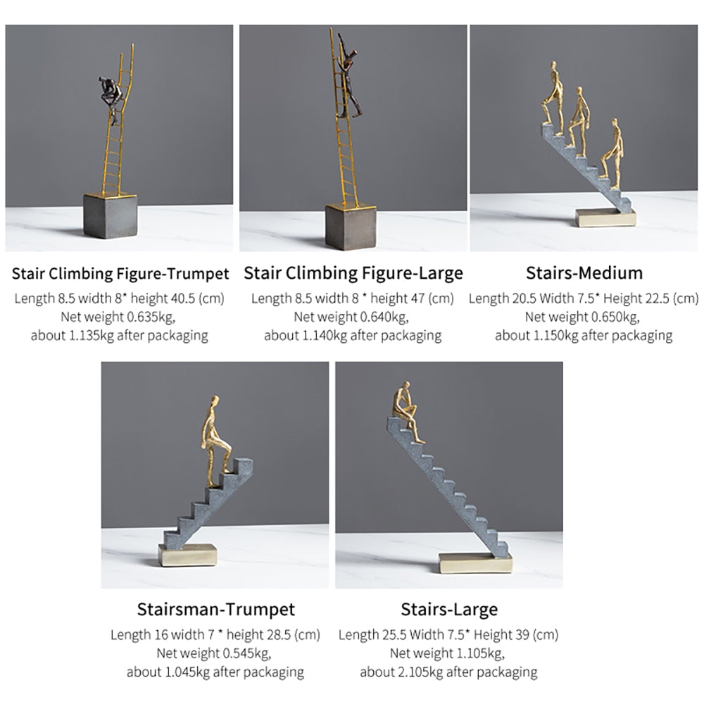 Stair Climbing Figure Sculptures | Modern Artistic Stairs Décor Set
