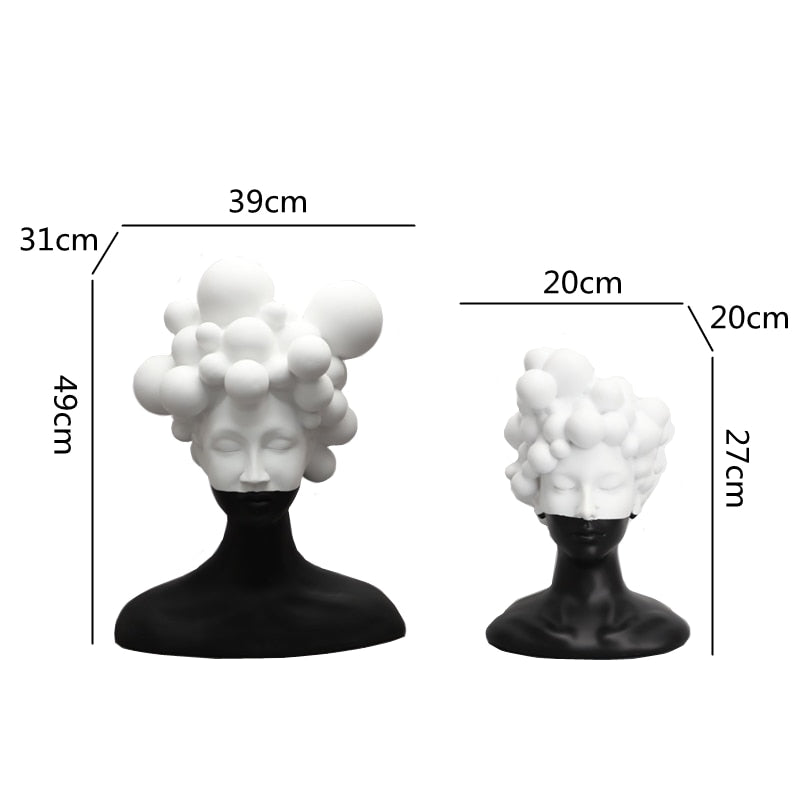 Modern Artistic Bust Sculpture | Black and White Decorative Bust for Home