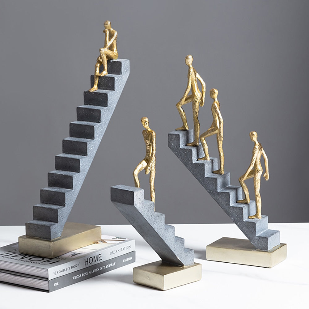 Stair Climbing Figure Sculptures | Modern Artistic Stairs Décor Set
