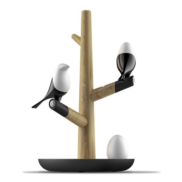 Wooden LED Lamp with Detachable Birds