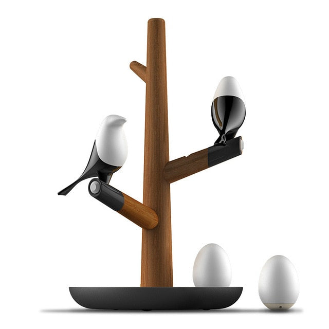 Wooden LED Lamp with Detachable Birds