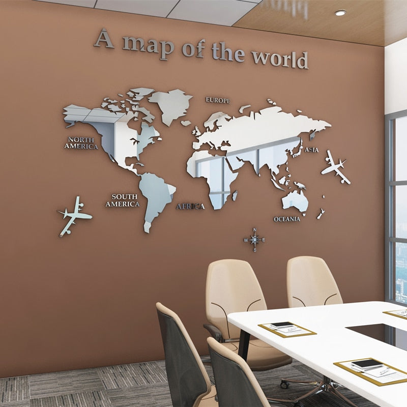 World Map Crystal Mirror