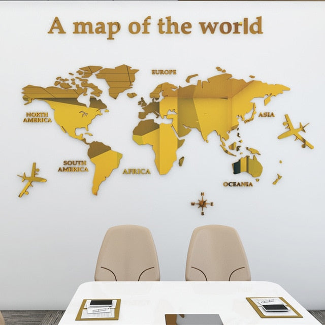 World Map Crystal Mirror