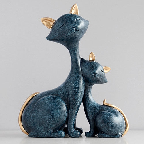 Elegant Cat Family Figurine | Resin Home Decor Sculpture
