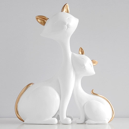 Elegant Cat Family Figurine | Resin Home Decor Sculpture