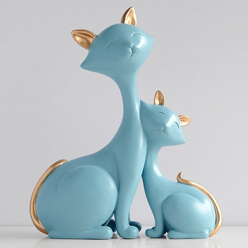 Elegant Cat Family Figurine | Resin Home Decor Sculpture