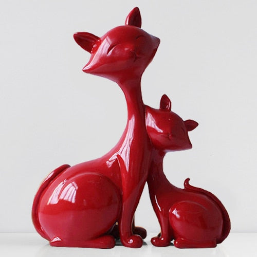 Elegant Cat Family Figurine | Resin Home Decor Sculpture
