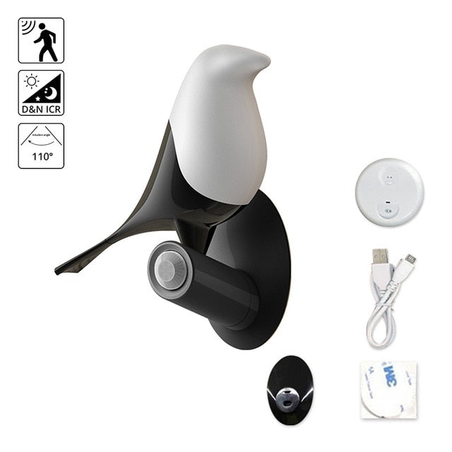 Wooden LED Lamp with Detachable Birds