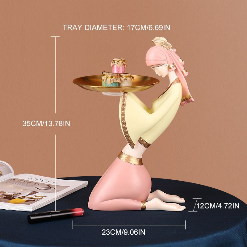Light Luxury Resin Tray | Girl Sculpture Ornament Decor