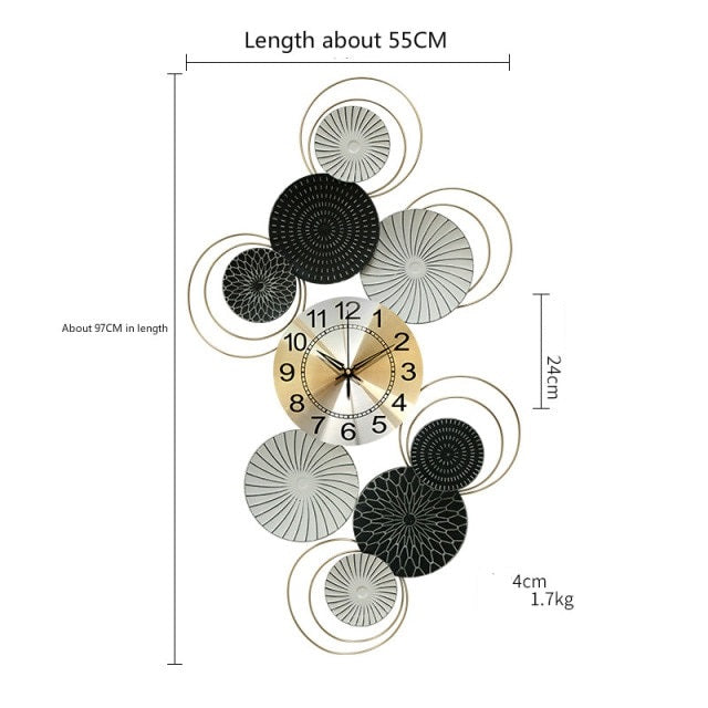 Abstract Nordic Wall Clock | Silent Metal Art Clock