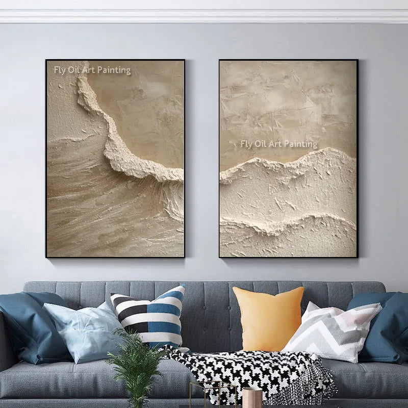 White Ocean Wave Art | Textured Beach Painting