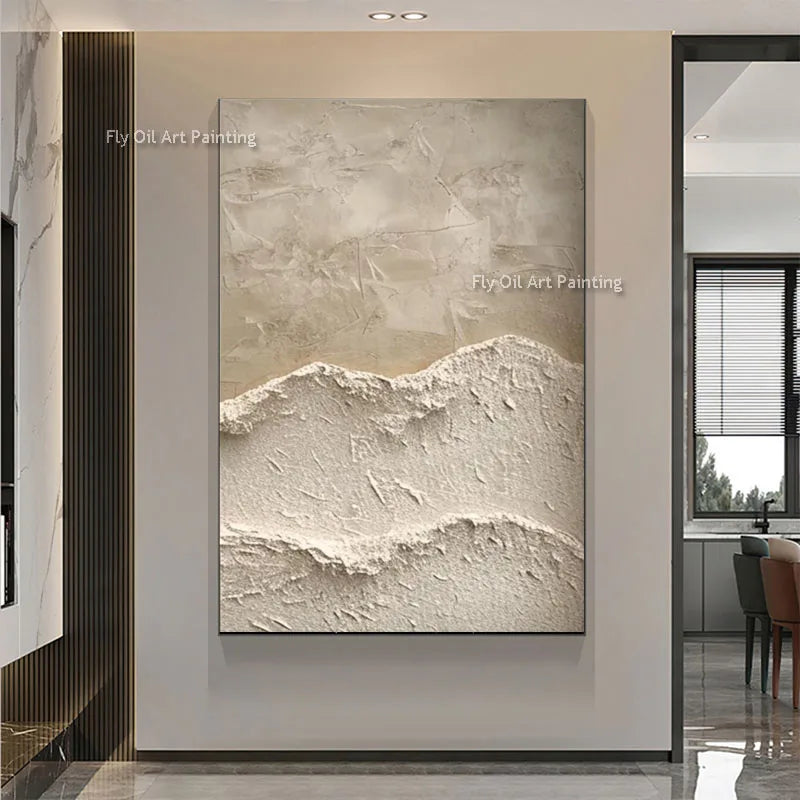 White Ocean Wave Art | Textured Beach Painting