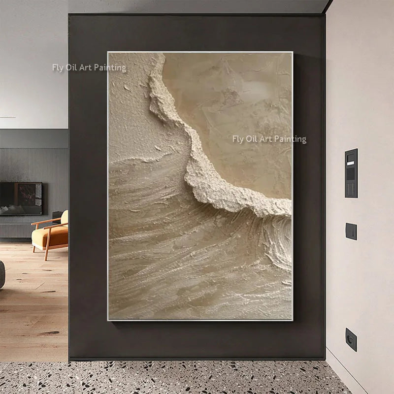 White Ocean Wave Art | Textured Beach Painting