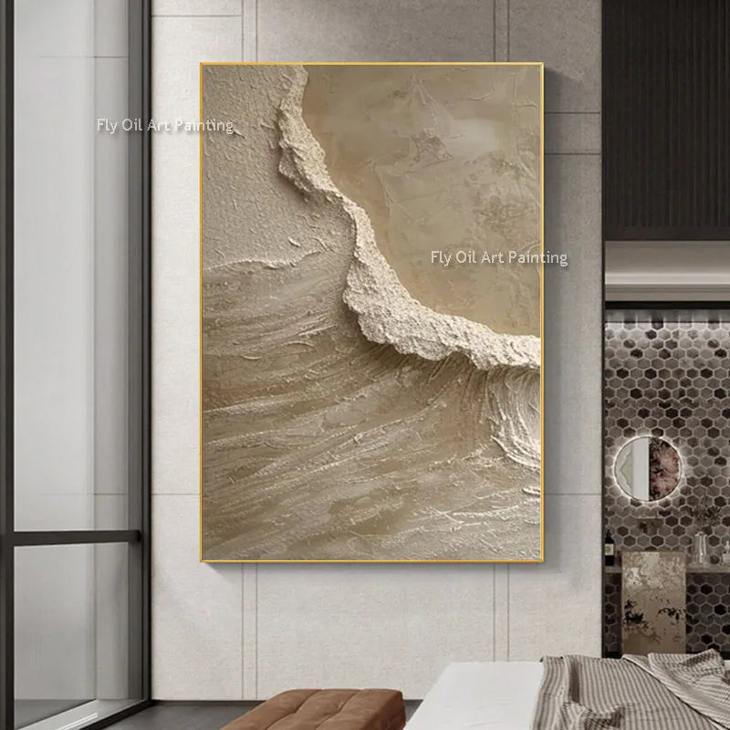 White Ocean Wave Art | Textured Beach Painting